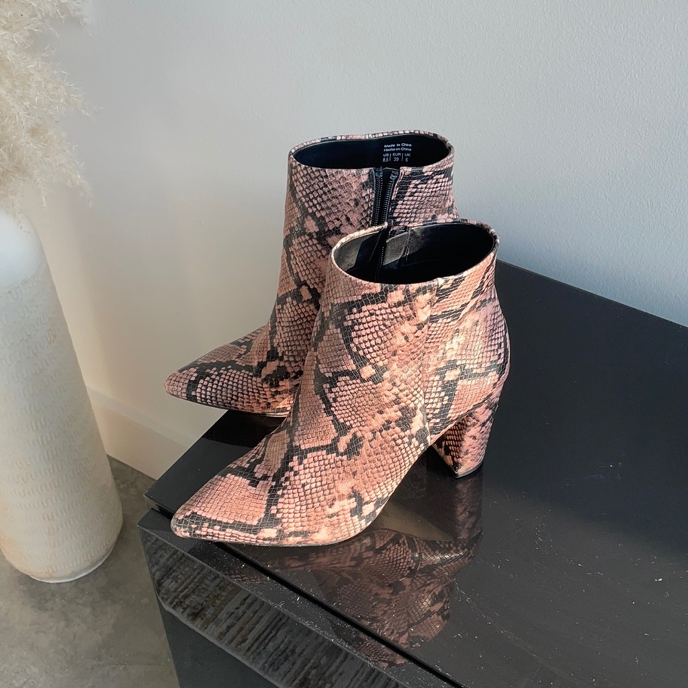 Snake print booties